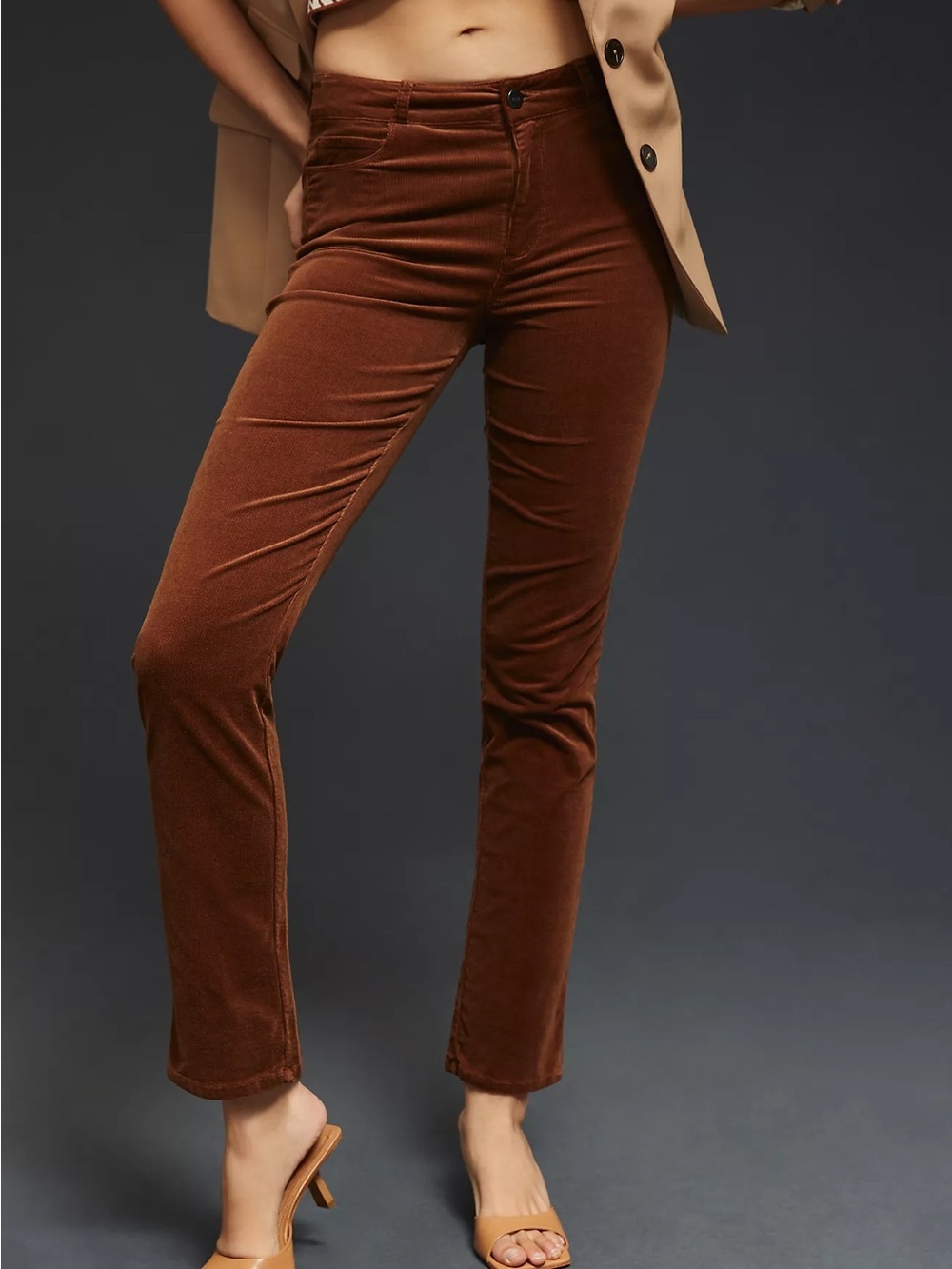 PAIGE Brown Corduroy Straight-Leg Jeans